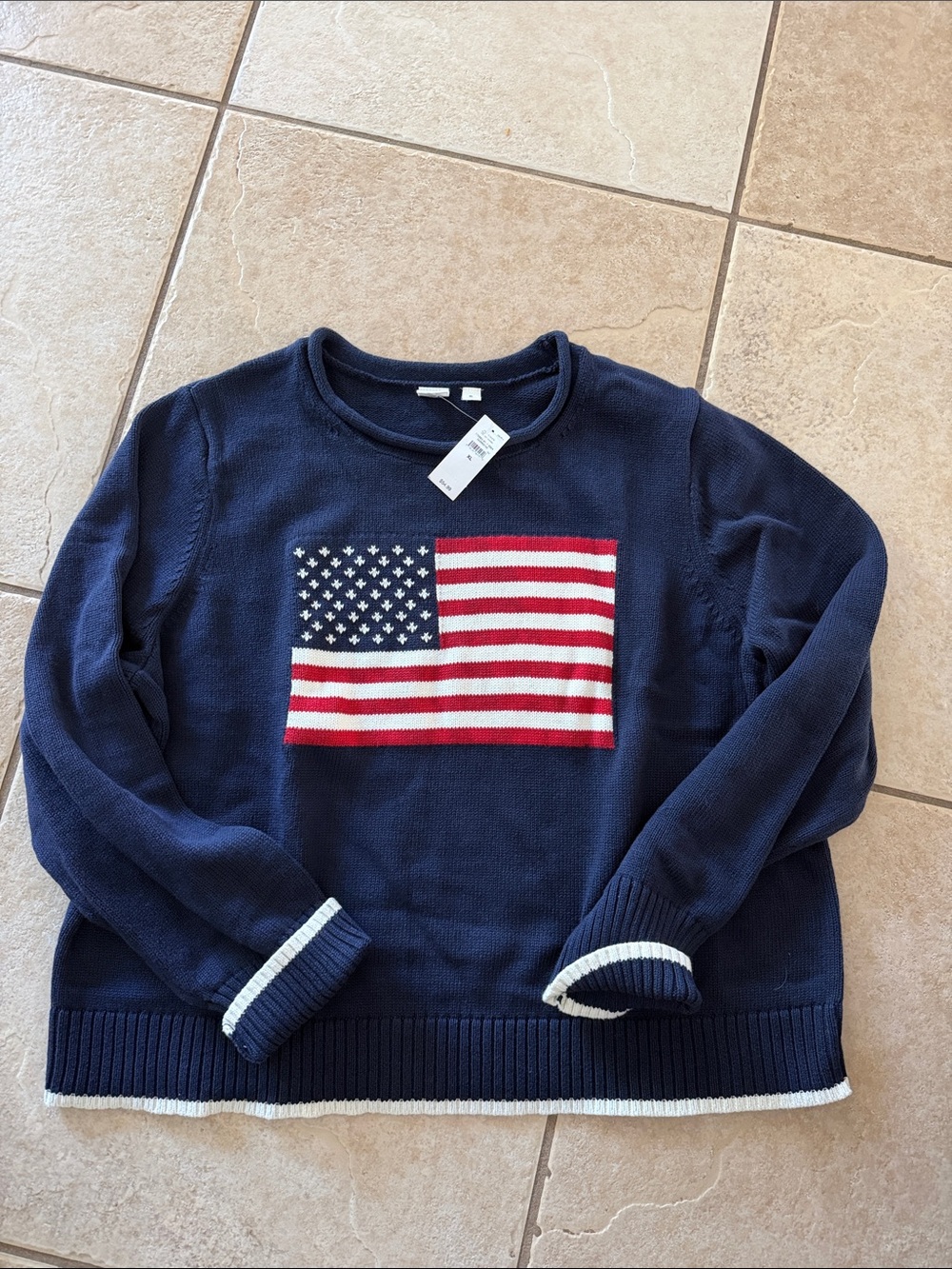 NWT Old Navy Navy American Flag Crewneck Sweater